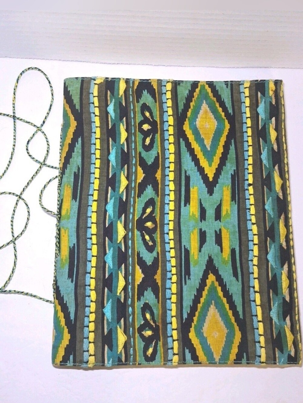Canvas Sketch Book Paperback Moroccan Indian Tribal Green Yellow Aztec Print